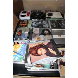 LARGE TRAY OF CD'S CD PLAYERS AND HEADPHONES