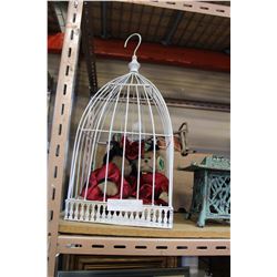 BOX OF GARDEN DECOR AND DECORATIVE BIRDCAGE