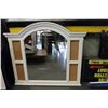 Image 2 : WHITE FRAMED MIRROR WITH CORKBOARD INSERTS AND TWO PICTURES