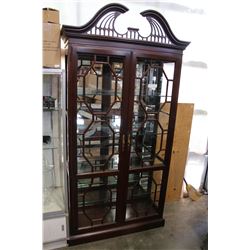 LINEAGE HOME FURNISHING MAHOGANY GLASSDOOR ILLUMINATED CABINET