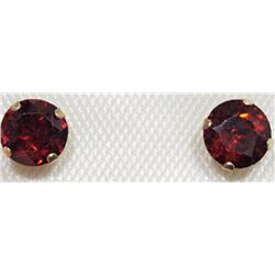 EARRINGS - ROUND FACETED GARNET IN 10K GOLD SETTING - RETAIL ESTIMATE $375