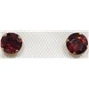 Image 1 : EARRINGS - ROUND FACETED GARNET IN 10K GOLD SETTING - RETAIL ESTIMATE $375