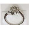 Image 1 : RING - 7 ROUND FACETED DIAMONDS IN STERLING SILVER FLOWER DESIGNED SETTING - RETAIL ESTIMATE $400