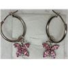 Image 1 : EARRINGS - PINK CUBIC ZIRCONIA IN 14K GOLD BUTTERFLY DESIGNED SETTING - RETAIL ESTIMATE $600