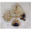 Image 2 : EARRINGS - ROUND FACETED SAPPHIRE IN 14K GOLD SETTING - RETAIL ESTIMATE $375