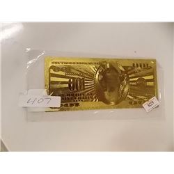GOLD FOIL BILL - 24K GOLD - USA $100 - not legal tendar