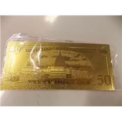GOLD FOIL BILL - 24K GOLD - USA $50 - not legal tendar