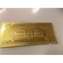 GOLD FOIL BILL - 24K GOLD - USA $20 - not legal tendar