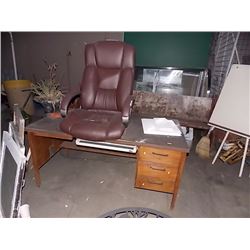 DESK - 3 DRAWER - 30 X 60 & LEATHER CHAIR TOP