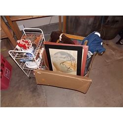 BASKET - 3 TIER - WITH CONTENTS + BOX OF MISC ITEM