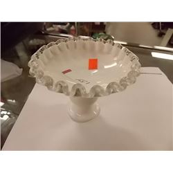 VINTAGE MILK GLASS PEDESTAL CANDY DISH