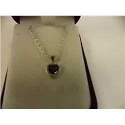 NECKLACE - 1.9CT HEART FACETED MYSTIC TOPAZ & ROUND FACETED DIAMOND IN STERLING SILVER SETTING - INC
