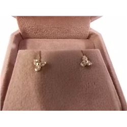 EARRINGS - TOTAL OF 6 ROUND FACETED CUBIC ZIRCONIA IN 10K YELLOW GOLD FLOWER DESIGNED SETTING - RETA