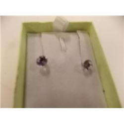 EARRINGS - 1.40 CT AMETHYST IN 14KT WHITE GOLD SETTING - INCLUDED CERTIFICATE $350