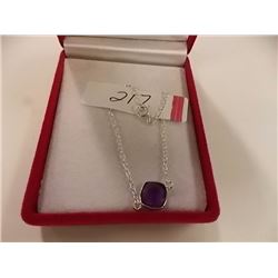 BRACELET - ROUND FACETED AMETHYST IN STERLING SILVER BEZEL SETTING - ADJUSTABLE SIZE - RETAIL ESTIMA