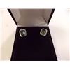 Image 1 : EARRINGS - EMERALD FACETED OCEAN BLUE MYSTIC TOPAZ & DIAMOND IN STERLING SILVER SETTING - RETAIL EST