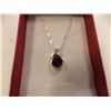 Image 1 : NECKLACE - 1.15CT PEAR FACETED GARNET & DIAMOND IN STERLING SILVER BEZEL SETTING