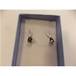 EARRINGS - PEAR FACETED MYSTIC TOPAZ & DIAMONDS IN STERLING SILVER SETTING - INCLUDES CERTIFICATE $3