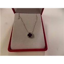 NECKLACE - ROUND FACETED SMOKEY TOPAZ & ROUND FACETED DIAMOND IN STERLING SILVER SETTING - RETAIL ES