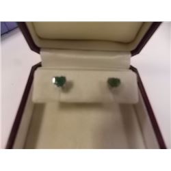 EARRINGS - 1.8CTW HEART FACETED EMERALDS IN STERLING SILVER SETTING - INCLUDES CERTIFICATE $275
