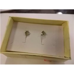 EARRINGS -HEART FACETED PERIDOT IN STERLING SILVER SETTING - RETAIL ESTIMATE $275