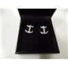 Image 1 : EARRINGS - TOTAL OF 28 ROUND FACETED CUBIC ZIRCONIA IN STERLING SILVER ANCHOR DESIGNED SETTING WITH 