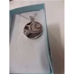 NECKLACE - FIRST NATIONS STERLING SILVER - SALMON DESIGN - SIGNED BY ARTIST