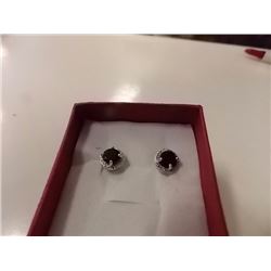 EARRINGS - NEW GARNET & DIAMONDS IN STERLING SILVER SETTING - ESTIMATED RETAIL $275