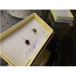 EARRINGS - 3 CTW OVAL FACETED GARNET IN STERLING SILVER SETTING - POST & BUTTERFLY BACKING - RETAIL 