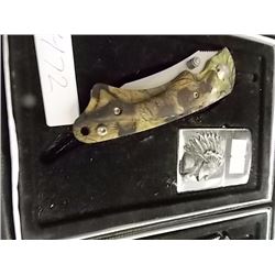 NEW FOLDING KNIFE WITH LIGHTER WITH EAGLE IMAGE