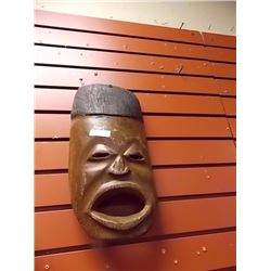 HAND CRAFTED CARVED WOOD MASK - singing