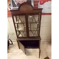 VINTAGE CHINA CABINET - 80" TALL - GLASS 2 CRACKS