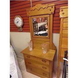 VINTAGE EAST LAKE QUEBEC ASH DRESSER WITH MIRROR - CIRCA 1870