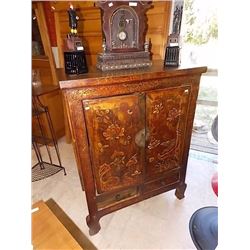 ORNATE CABINET - SOLID WOOD WITH CARVED FRONT