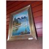 Image 1 : FRAMED OIL PICTURE - LAKE & MOUNTAINS