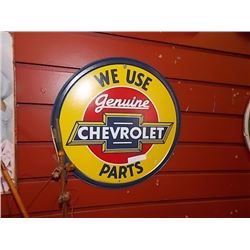 AUTOMOBILIA MEMORABILIA - METAL SIGN - WE USE GENUINE CHEVROLET PARTS