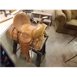 WESTERN SADDLE - HAND TOOLED - LIKE NEW