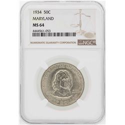 1934 Maryland Tercentenary Commemorative Half Dollar Coin NGC MS64