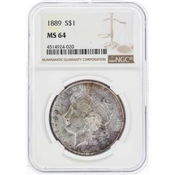 1889 $1 Morgan Silver Dollar Coin w/ Nice Toning NGC MS64
