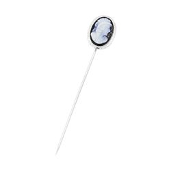 14KT White Gold Cameo Stick Pin
