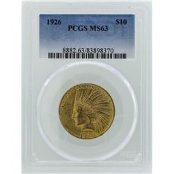 1926 $10 Indian Head Eagle Gold Coin PCGS MS63