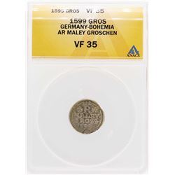 1599 Germany-Bohemia AR Maley Groschen Coin ANACS VF35