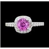 Image 1 : 14KT White Gold 1.24ct Pink Sapphire and Diamond Ring