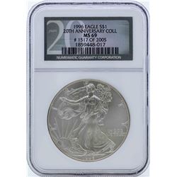 1996 $1 American Silver Eagle Coin NGC MS69