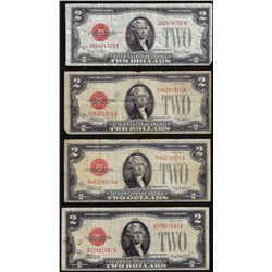 Lot of (4) 1928 $2 Legal Tender Notes