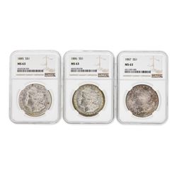 1885-1887 $1 Morgan Silver Dollar Coins NGC MS63