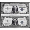 Image 1 : Lot of (2) Consecutive 1935A $1 Silver Certificate Notes Uncirculated