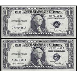 Lot of (2) Consecutive 1935D $1 Silver Certificate Notes Wide Uncirculated