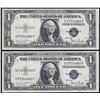 Image 1 : Lot of (2) Consecutive 1935D $1 Silver Certificate Notes Wide Uncirculated