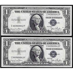 Lot of (2) Consecutive 1935D $1 Silver Certificate Notes Narrow Uncirculated